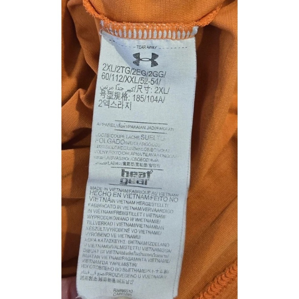 Under Armour Men's Polo Style Golf Activewear Short Sleeve Orange Stripes 2XL - Picture 6 of 10
